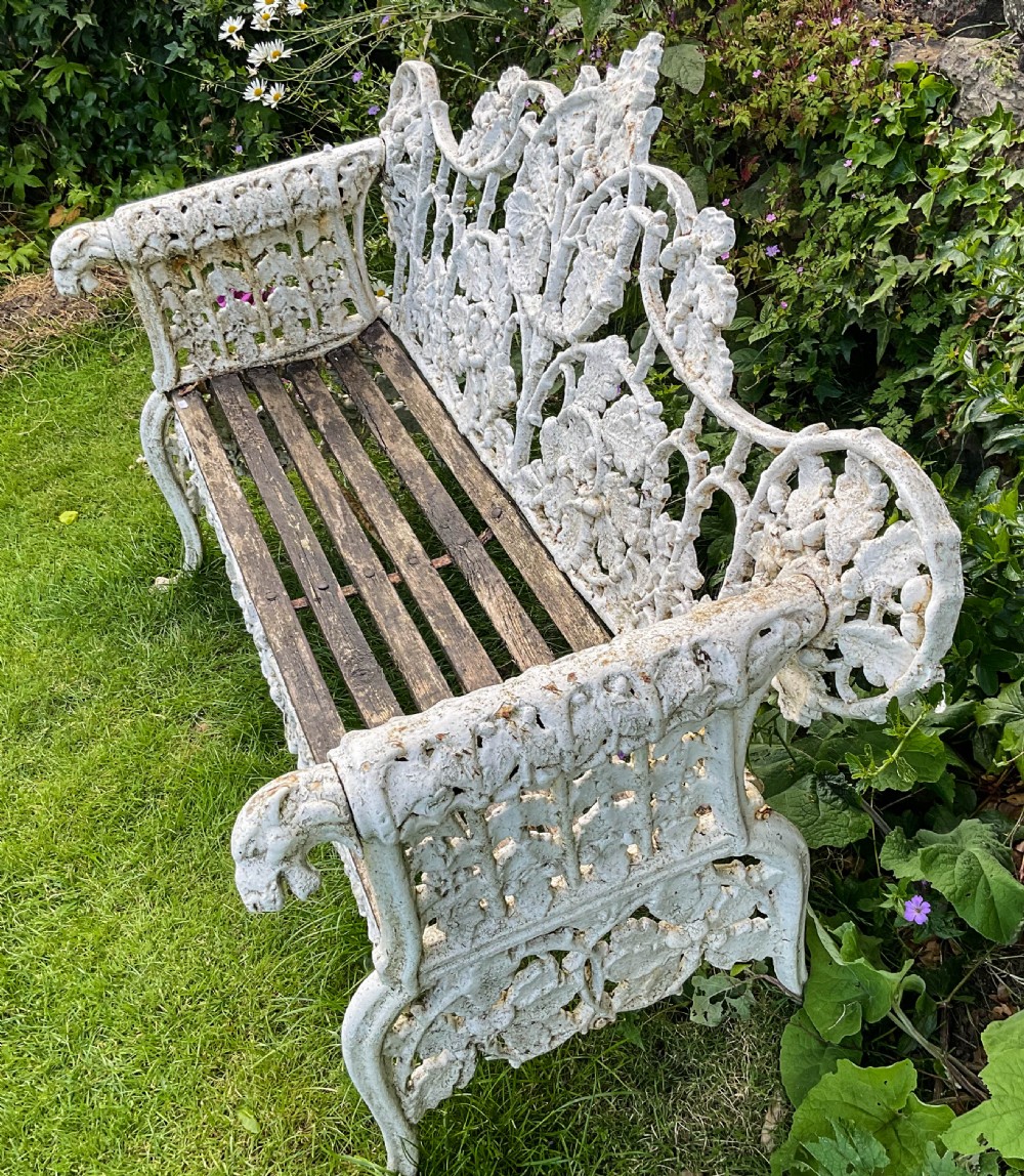A Victorian Cast Iron Garden bench very fancy View V
