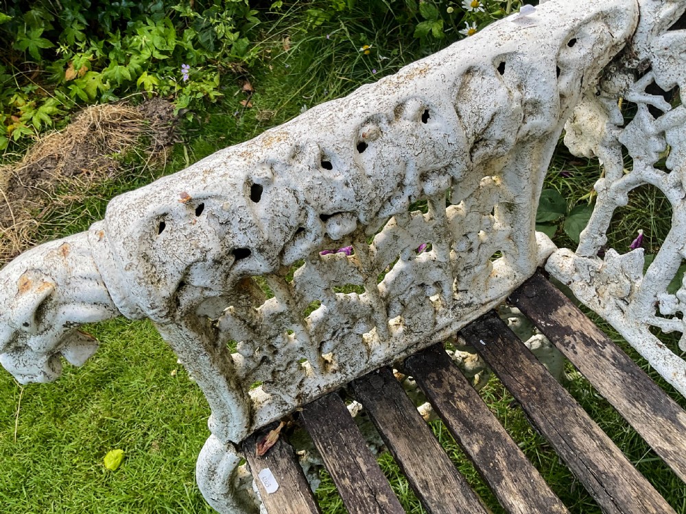 A Victorian Cast Iron Garden bench very fancy View VII
