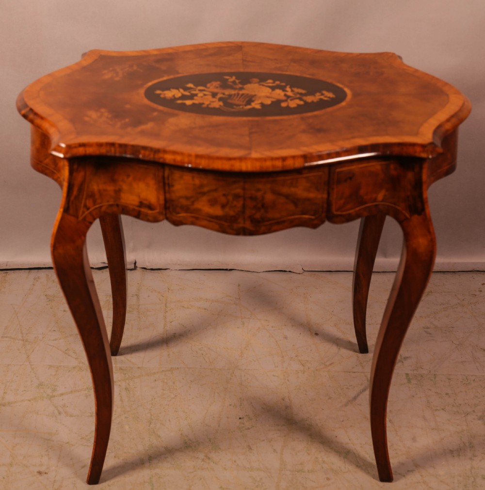 A Victorian Single drawer side table Burr Walnut