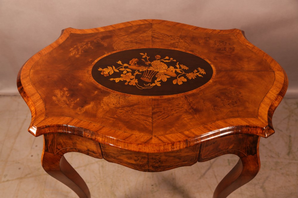 A Victorian Single drawer side table Burr Walnut View IV