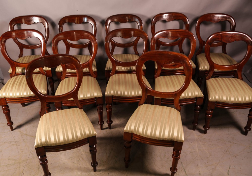 A Set of 12 victorian Mahogany Balloon Back Dining Chairs View II