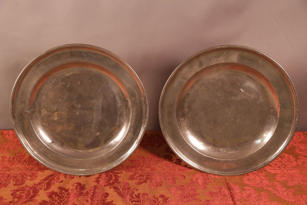 A Pair of Pewter Chargers View II