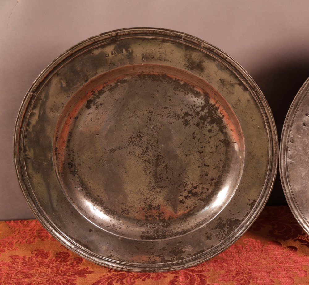 A Nice Pair of French Pewter Chargers large View III