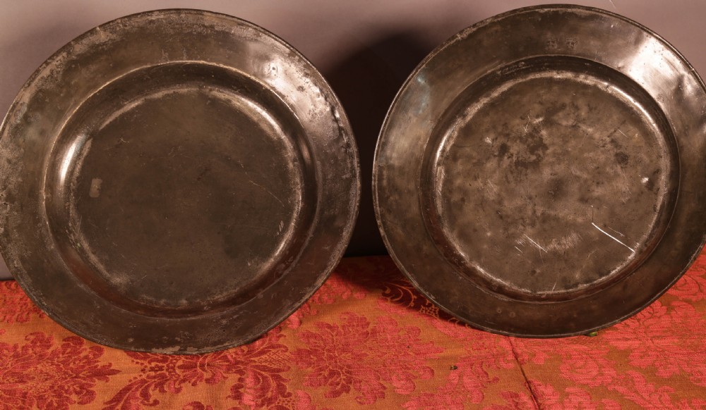 A Nice Pair of French Pewter Chargers large View VI