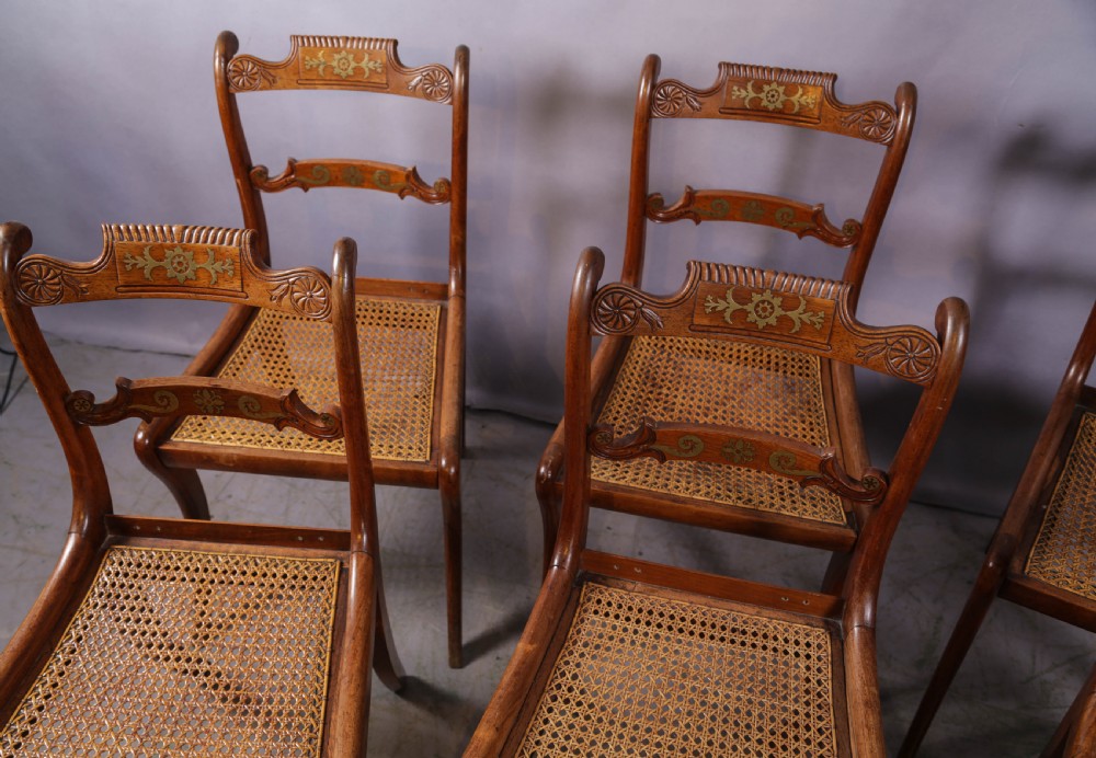 A Super set of 6 Regency dining chairs in rosewood with brass inlay View III