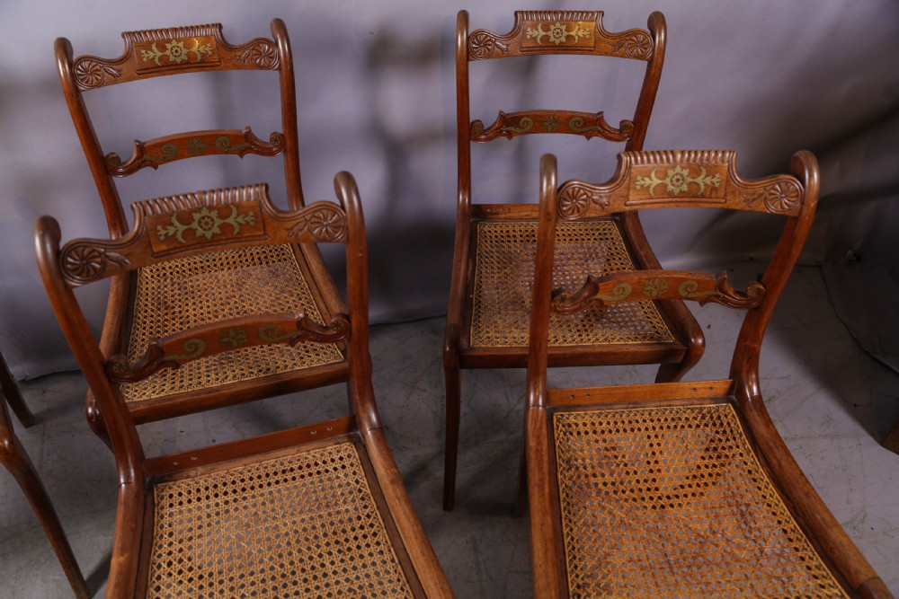 A Super set of 6 Regency dining chairs in rosewood with brass inlay View IV
