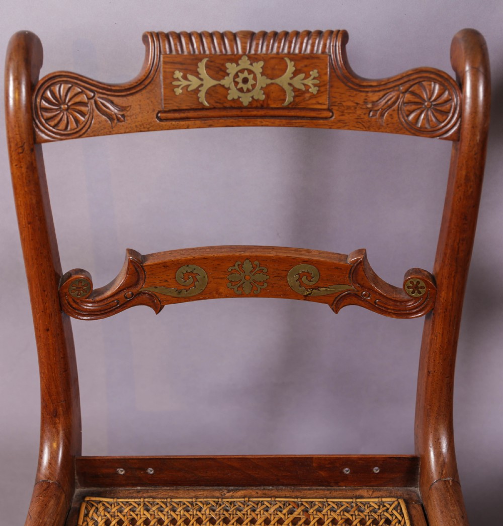 A Super set of 6 Regency dining chairs in rosewood with brass inlay View VI