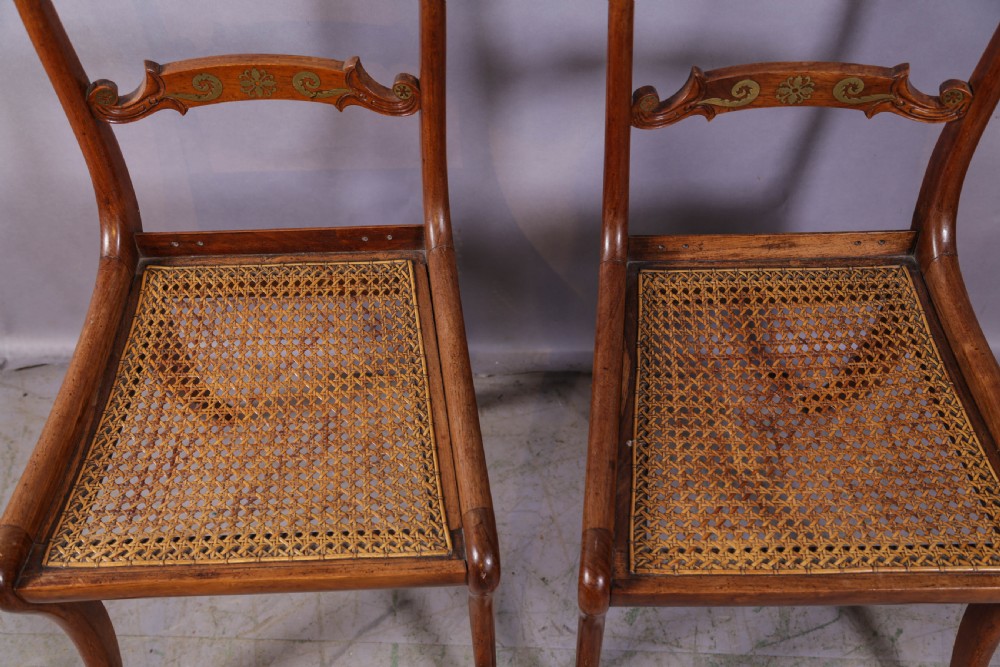 A Super set of 6 Regency dining chairs in rosewood with brass inlay View VII
