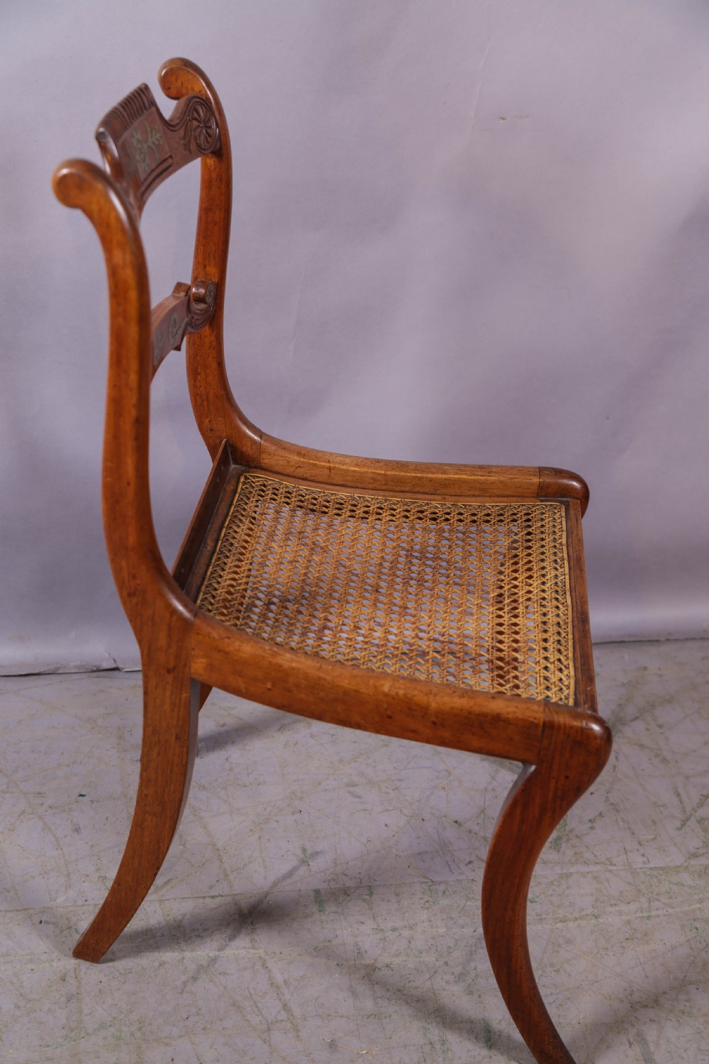 A Super set of 6 Regency dining chairs in rosewood with brass inlay View X