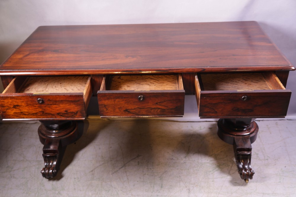 A Super quality Library table in Rosewood 3 drawers View II