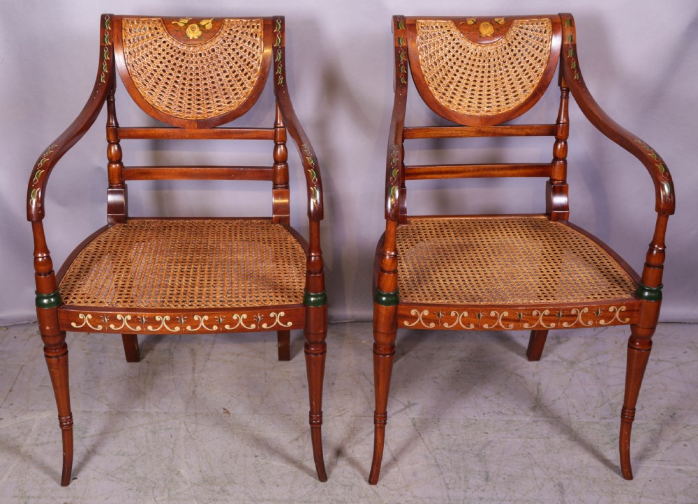 A Superb pair of painted armchairs