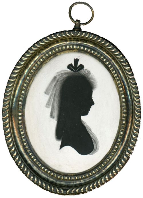 mrs lightfoot silhouette with artist's trade label - CATEGORY: ANTIQUE ART - DATED 18TH CENTURY