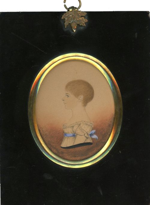 miniature watercolour profile of a child by gillespie - CATEGORY: ANTIQUE ART - DATED 19TH CENTURY