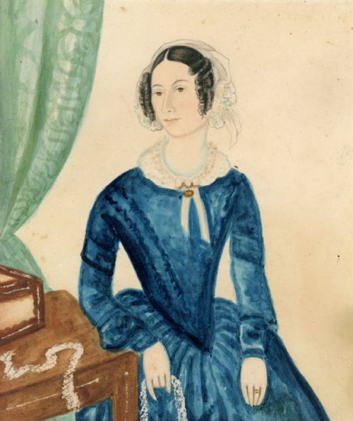 naive school watercolour portrait - CATEGORY: ANTIQUE ART - DATED 19TH CENTURY