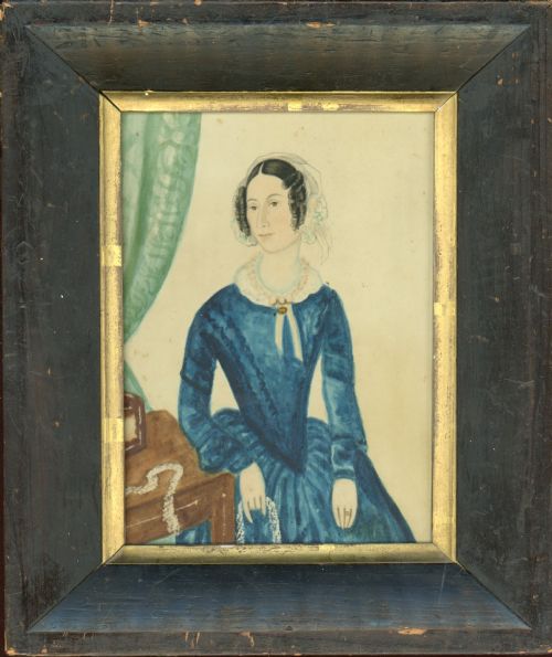 NAIVE SCHOOL WATERCOLOUR PORTRAIT - ADDITIONAL PHOTO 1