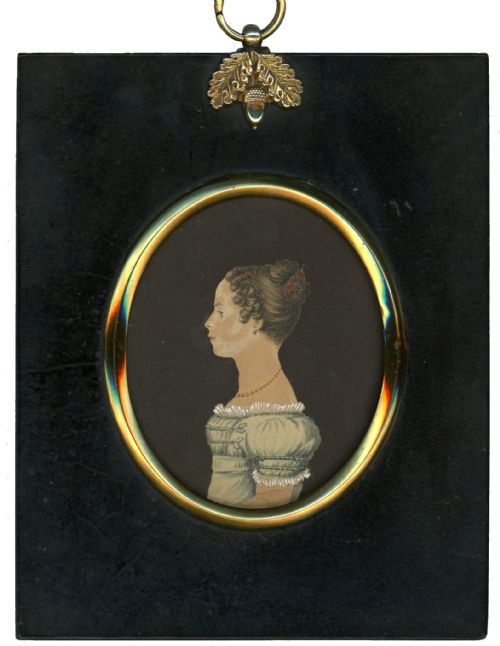 cut and painted profile of a girl 1824 - CATEGORY: ANTIQUE ART - DATED 19TH CENTURY