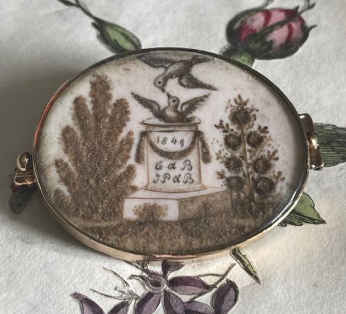 hairwork love token brooch - CATEGORY: ANTIQUE JEWELLERY - DATED 19TH CENTURY