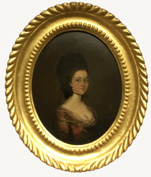 oil portrait on convex tin circa 1770 - CATEGORY: ANTIQUE ART - DATED GEORGIAN