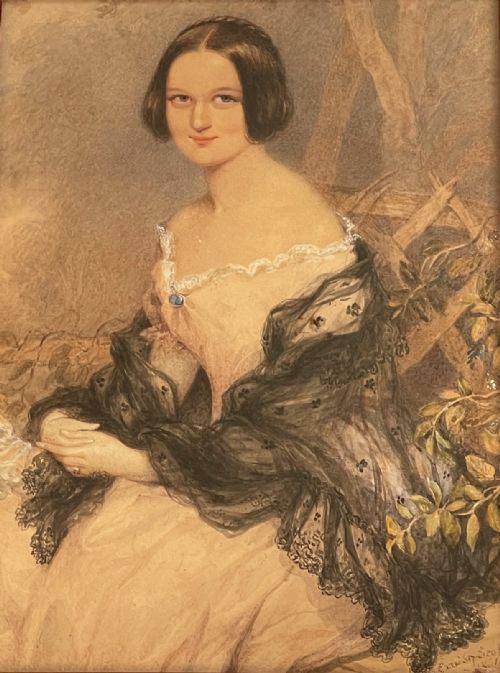 signed watercolour portrait of constance - CATEGORY: ANTIQUE ART - DATED 19TH CENTURY