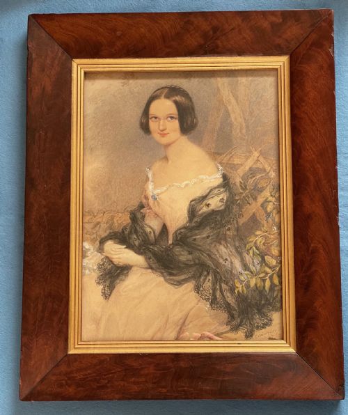 SIGNED WATERCOLOUR PORTRAIT OF CONSTANCE - ADDITIONAL PHOTO 1