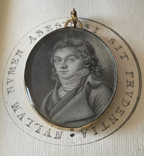 plumbago portrait miniature of a pimply youth - CATEGORY: ANTIQUE ART - DATED GEORGIAN