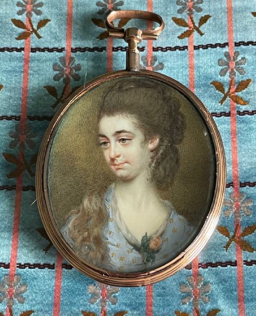 romantic miniature portrait by sherlock 1760s - CATEGORY: ANTIQUE ART - DATED 18TH CENTURY