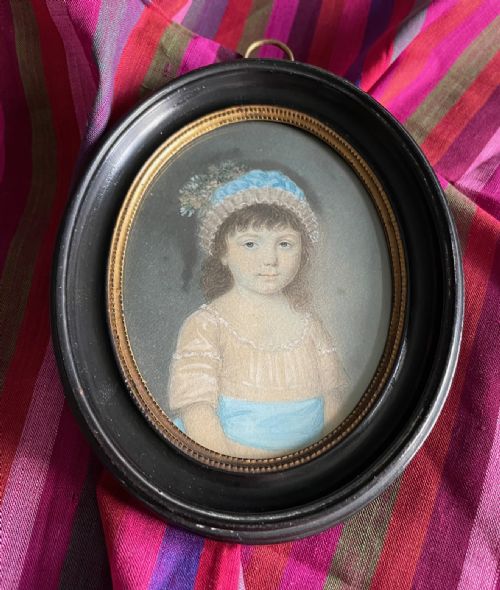 pastel portrait of a child in a cute cap circa 1787 - CATEGORY: ANTIQUE ART - DATED 18TH CENTURY