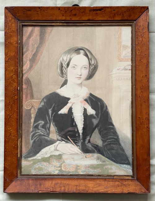 watercolour selfportrait of the artist at work - CATEGORY: ANTIQUE ART - DATED VICTORIAN