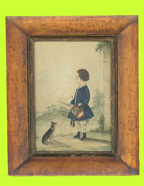 folkart watercolour of a child dated 1855 - CATEGORY: ANTIQUE ART - DATED 19TH CENTURY