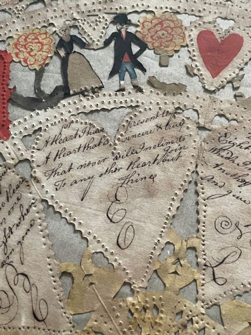 WONDERFUL CUT PAPER AND WATERCOLOUR VALENTINE DATED 1798 - ADDITIONAL PHOTO 2