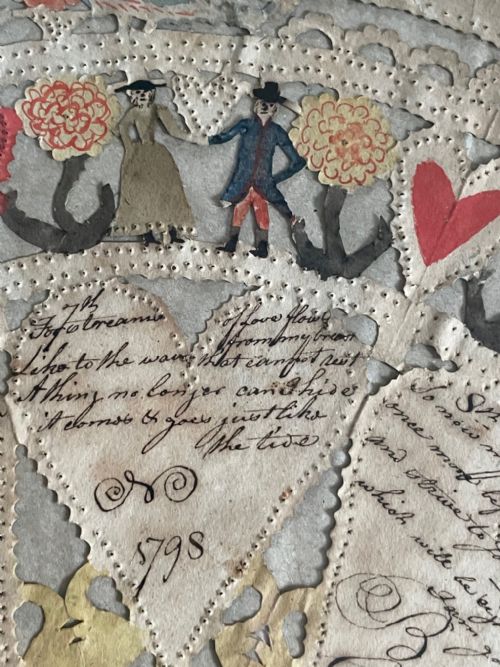 WONDERFUL CUT PAPER AND WATERCOLOUR VALENTINE DATED 1798 - ADDITIONAL PHOTO 3