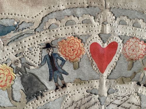 WONDERFUL CUT PAPER AND WATERCOLOUR VALENTINE DATED 1798 - ADDITIONAL PHOTO 12