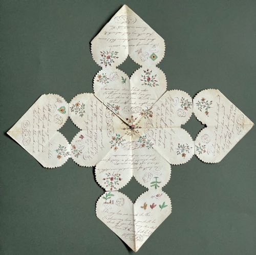 cut paper watercolour valentine - CATEGORY: ANTIQUE MISCELLANEOUS - DATED 19TH CENTURY