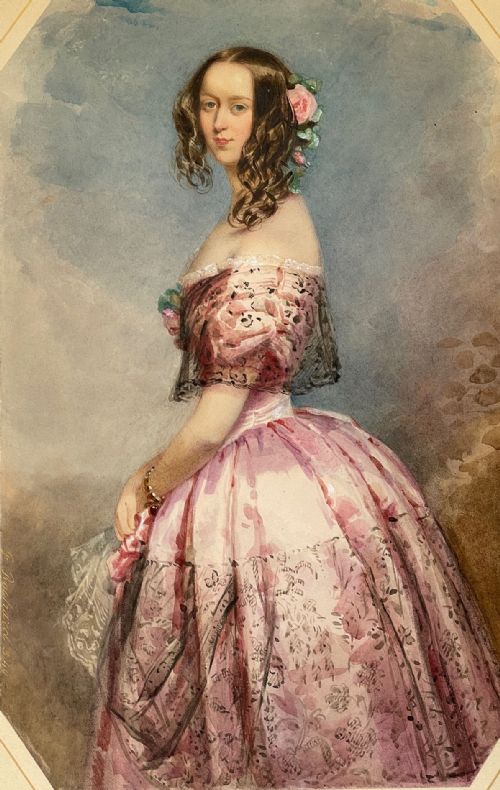 watercolour of a lady by franois thodore rochard - CATEGORY: ANTIQUE ART - DATED 19TH CENTURY