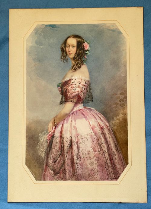 WATERCOLOUR OF A LADY BY FRANOIS THODORE ROCHARD - ADDITIONAL PHOTO 1