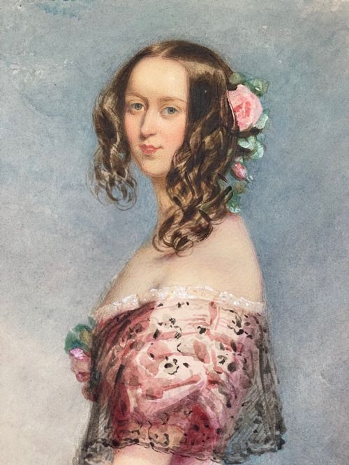WATERCOLOUR OF A LADY BY FRANOIS THODORE ROCHARD - ADDITIONAL PHOTO 3