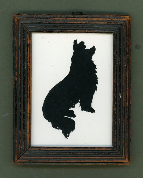 august edouart cut silhouette of a spaniel - CATEGORY: ANTIQUE MISCELLANEOUS - DATED 19TH CENTURY