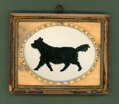 augustin edouart cut silhouette of a dog walking - CATEGORY: ANTIQUE MISCELLANEOUS - DATED 19TH CENTURY