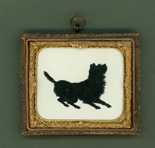 cut silhouette of a playful dog by augustin edouart - CATEGORY: ANTIQUE MISCELLANEOUS - DATED 19TH CENTURY