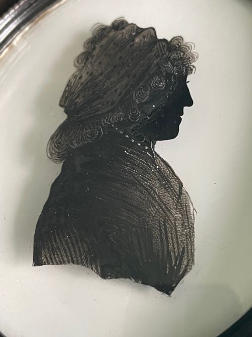 georgian silhouette on glass by isabella beetham - CATEGORY: ANTIQUE MISCELLANEOUS - DATED 18TH CENTURY
