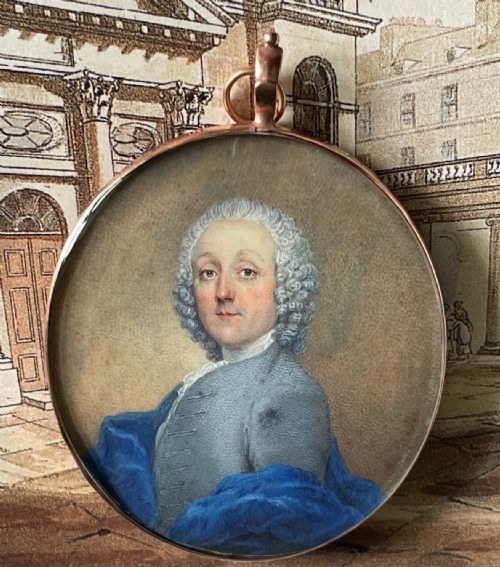 a grand tour portrait miniature - CATEGORY: ANTIQUE ART - DATED 18TH CENTURY