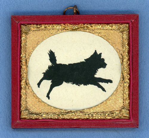 augustin edouart cut silhouette of a playful dog - CATEGORY: ANTIQUE ART - DATED 19TH CENTURY