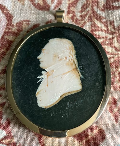 henri de janvry portrait miniature profile 1790s - CATEGORY: ANTIQUE ART - DATED 18TH CENTURY