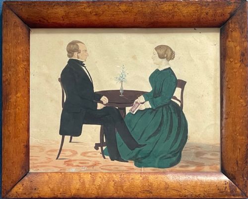 naive school watercolour portrait circa 1850 - CATEGORY: ANTIQUE ART - DATED 19TH CENTURY