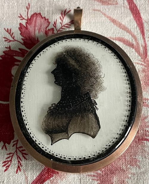 silhouette on glass by isabella beetham circa 1800 - CATEGORY: ANTIQUE ART - DATED 1800