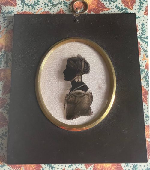 hinton gibbs silhouette on glass of martha nash - CATEGORY: ANTIQUE ART - DATED REGENCY