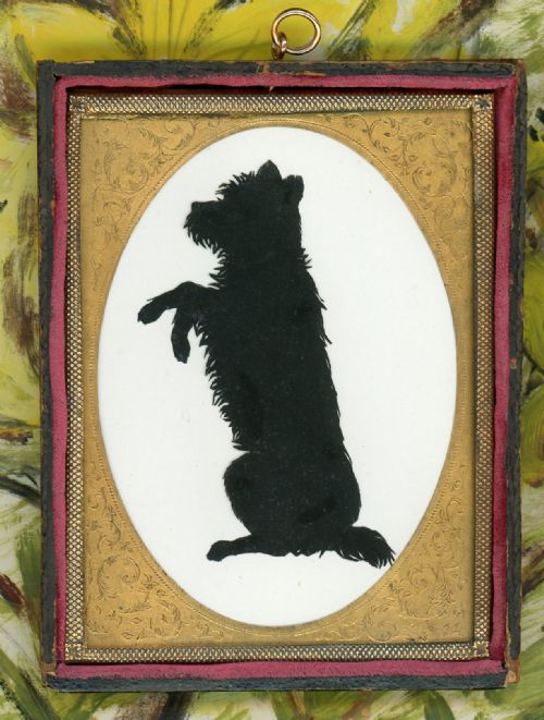 augustin edouart cut silhouette of a begging dog - CATEGORY: ANTIQUE ART - DATED 19TH CENTURY