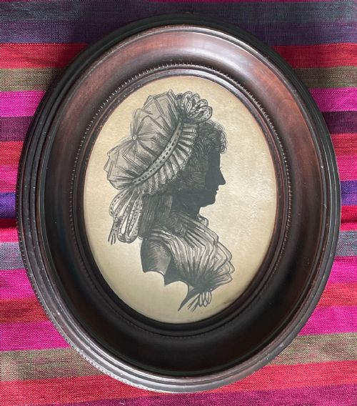 painted silhouette by mrs isabella beetham c1790 - CATEGORY: ANTIQUE ART - DATED 18TH CENTURY