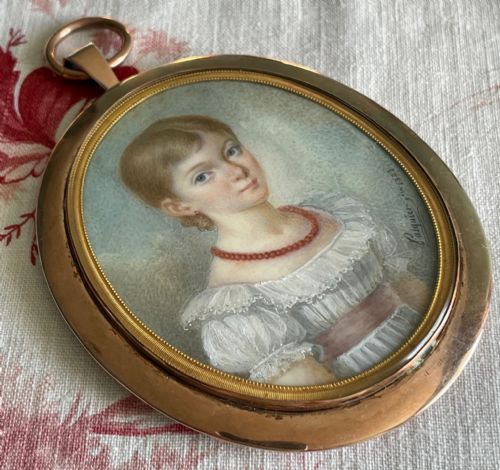 pierre pasquier miniature portrait 1823 - CATEGORY: ANTIQUE ART - DATED 19TH CENTURY