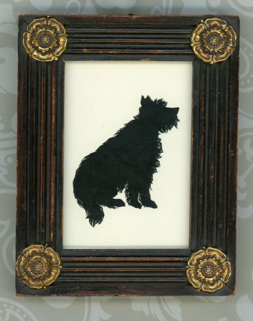 cut silhouette of a shaggy dog - CATEGORY: ANTIQUE ART - DATED 19TH CENTURY